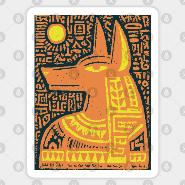 Psychedelic Sun God Anubis Sticker by TuncGK